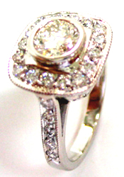 Jacques Platinum Ring with Pave Set Diamonds