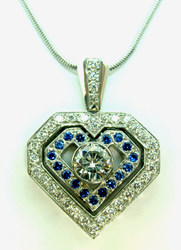 Jacques Heart Pendant with Sapphires and Diamonds