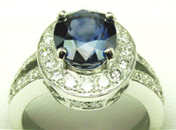 Jacques Platinum Sapphire and Diamond Ring
