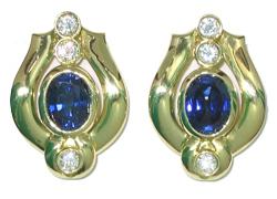 Jacques 18 Kt Yellow Gold Sapphire and Diamond Earrings