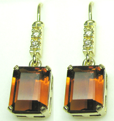 Jacques 14 Kt Yellow Gold Precious Topaz and Diamond Earrings