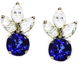 Jacques 18 Kt Yellow Gold Sapphire and Diamond Earrings
